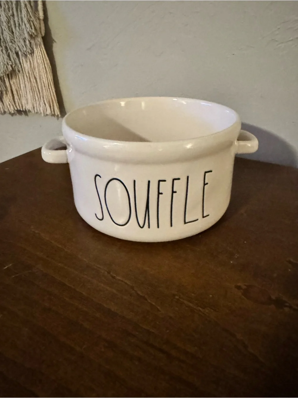 Rae Dunn Ceramic Dish Base in Cream with Black Logo